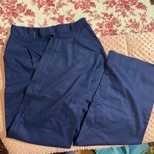 High waisted wide leg blue dress pant